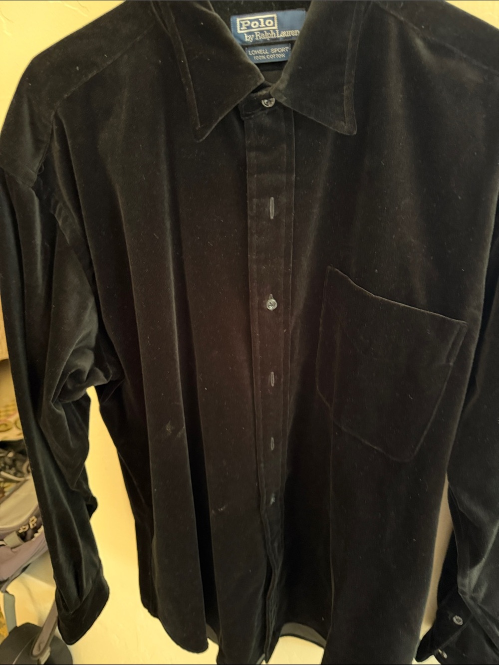Polo by Ralph Lauren Black Velvet Long-Sleeve Shirt